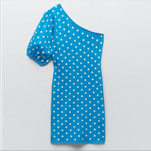 Polka dot one sleeve knit mini dress - Picture 5 of 7